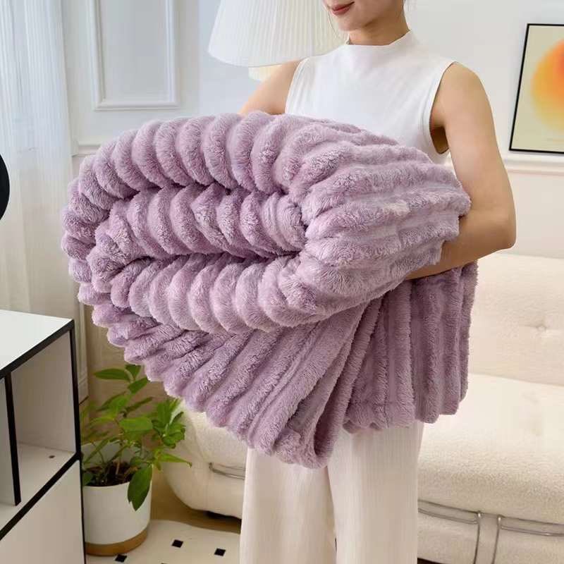 DQ Thick Bed Blanket Super Soft Fluffy 200x220cm Double Sided Lambswool Cashmere Blanket Home