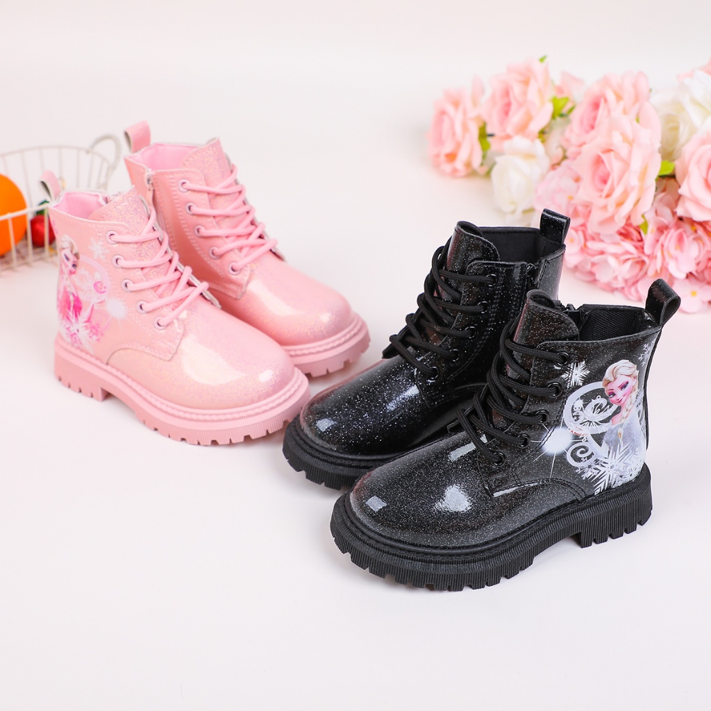 Maxi Elsa princess zip boots for kids girl hight top slip on rubber ankle boots for kids size25-36