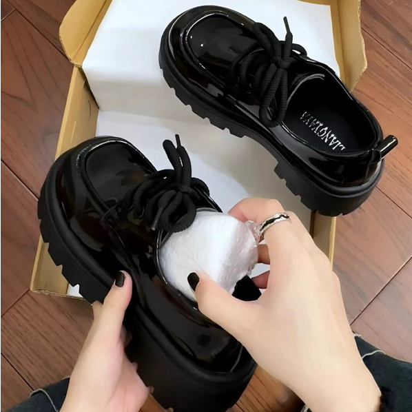 Trending Soft thick Glossy Korean Fashion ankle maryjane breath School leather Girl Shoes for women