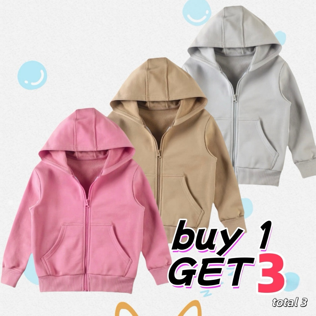 BUY 1 GET 3 (TOTAL 3) 2-7yrs Plain Jacket For kids Boys girls Unisex High Quality Plain coat