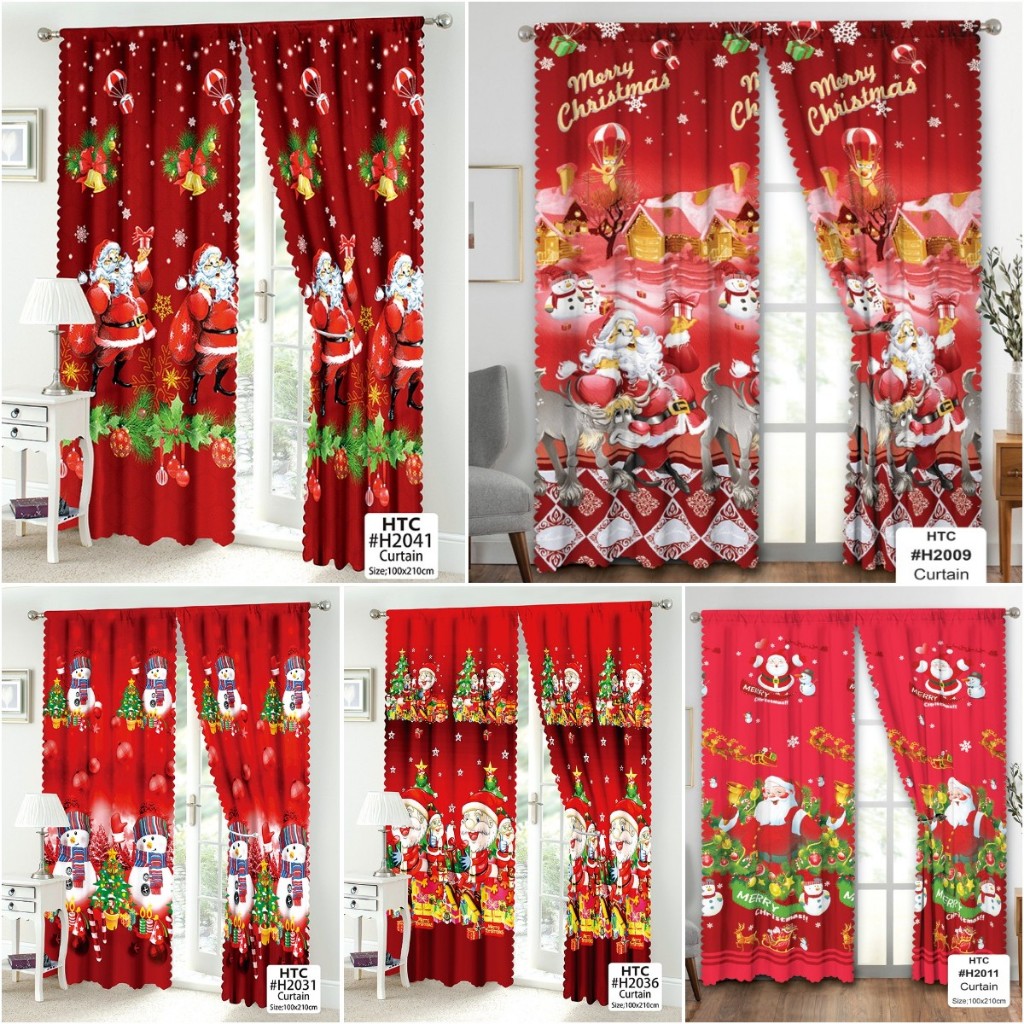 210*100cm Christmas Kurtina 1 Long Modern Curtain For Sale For Windows Home Curtains Door Curtains