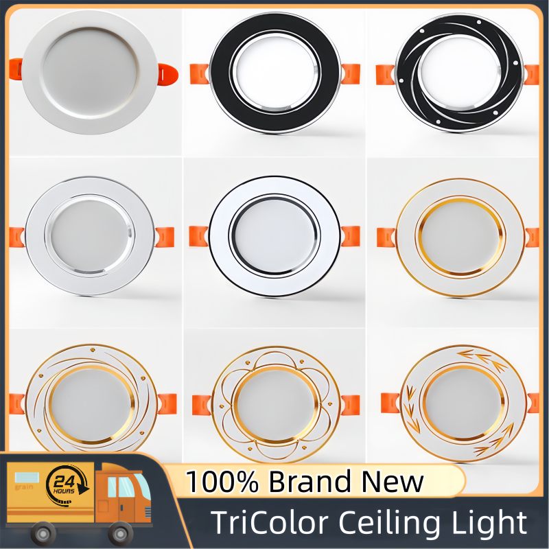 LED Downlight Power Pin Light 5W/7W/9W/12W Home Use Commercial Use Tricolor Recessed Panel Light