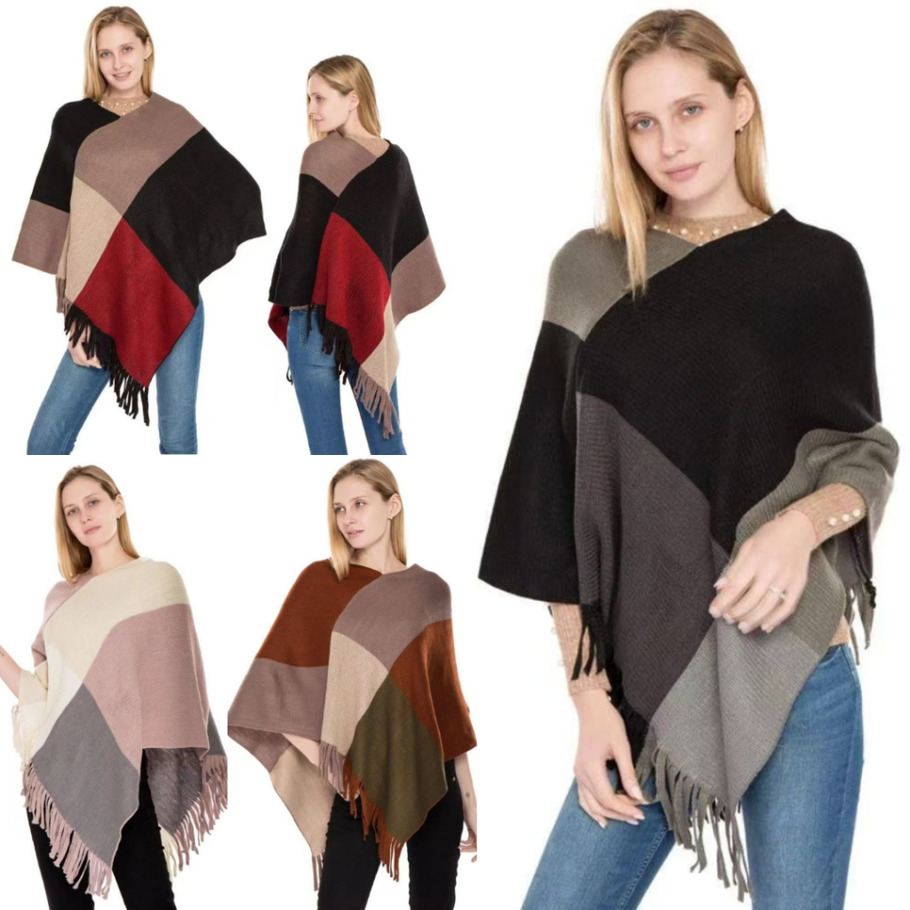 【Lucky girl】CATRIONA New Fashion Korean Style Knitted Top Poncho Blazer Sweater
