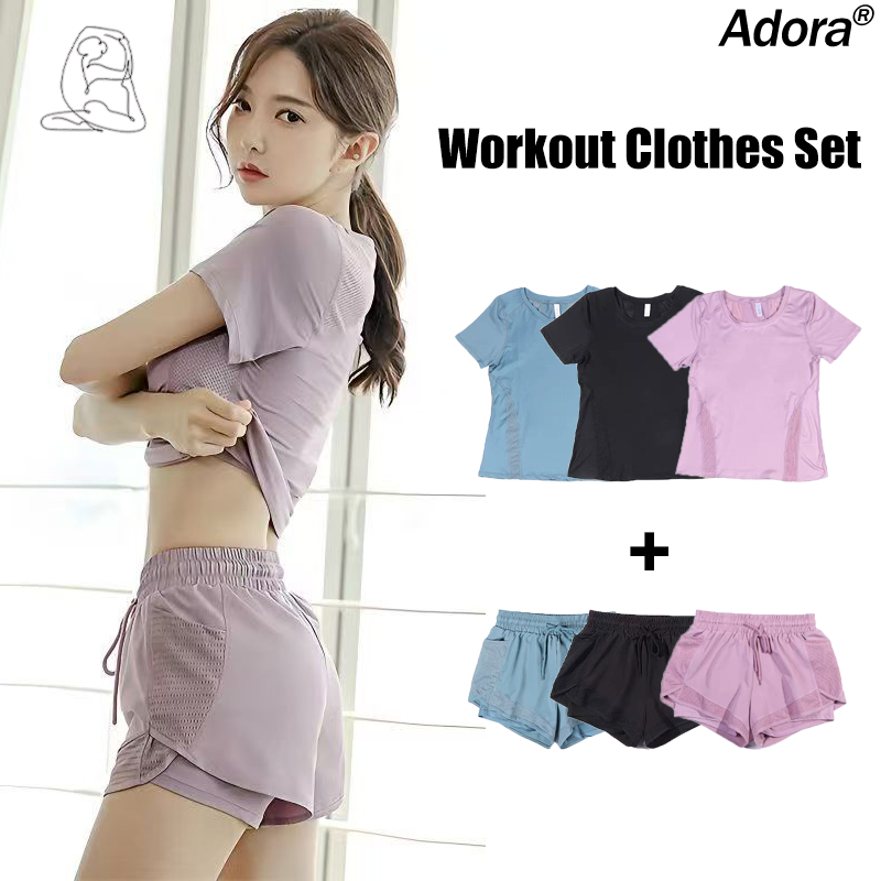 Yoga Light Proof Sports Shorts High Waist Running Shorts with Pocket for Women Workout Clothes Set