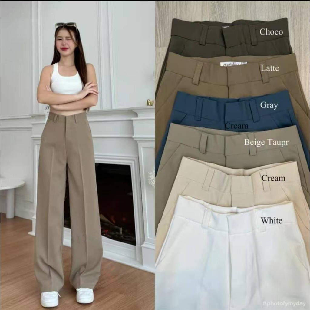 Bosen/NO GARTER High Waist Trousers Wide Leg Womenswear Office Student Wear Bottom For Women *p501