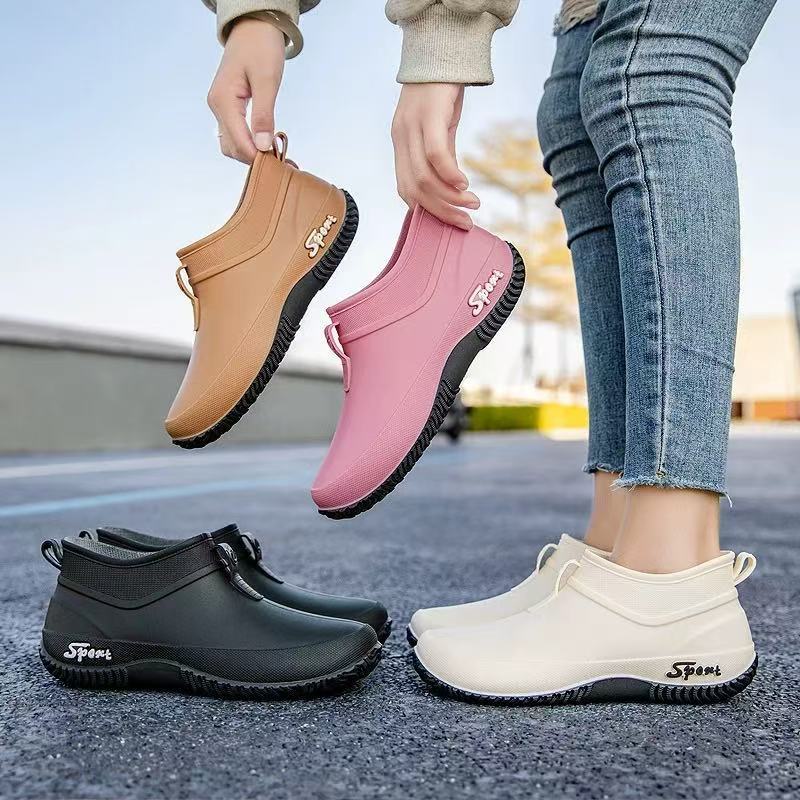 【Lucky girl】Ankle-cut Rain Boots Women's Fashion High quality Waterproof Bota 1688