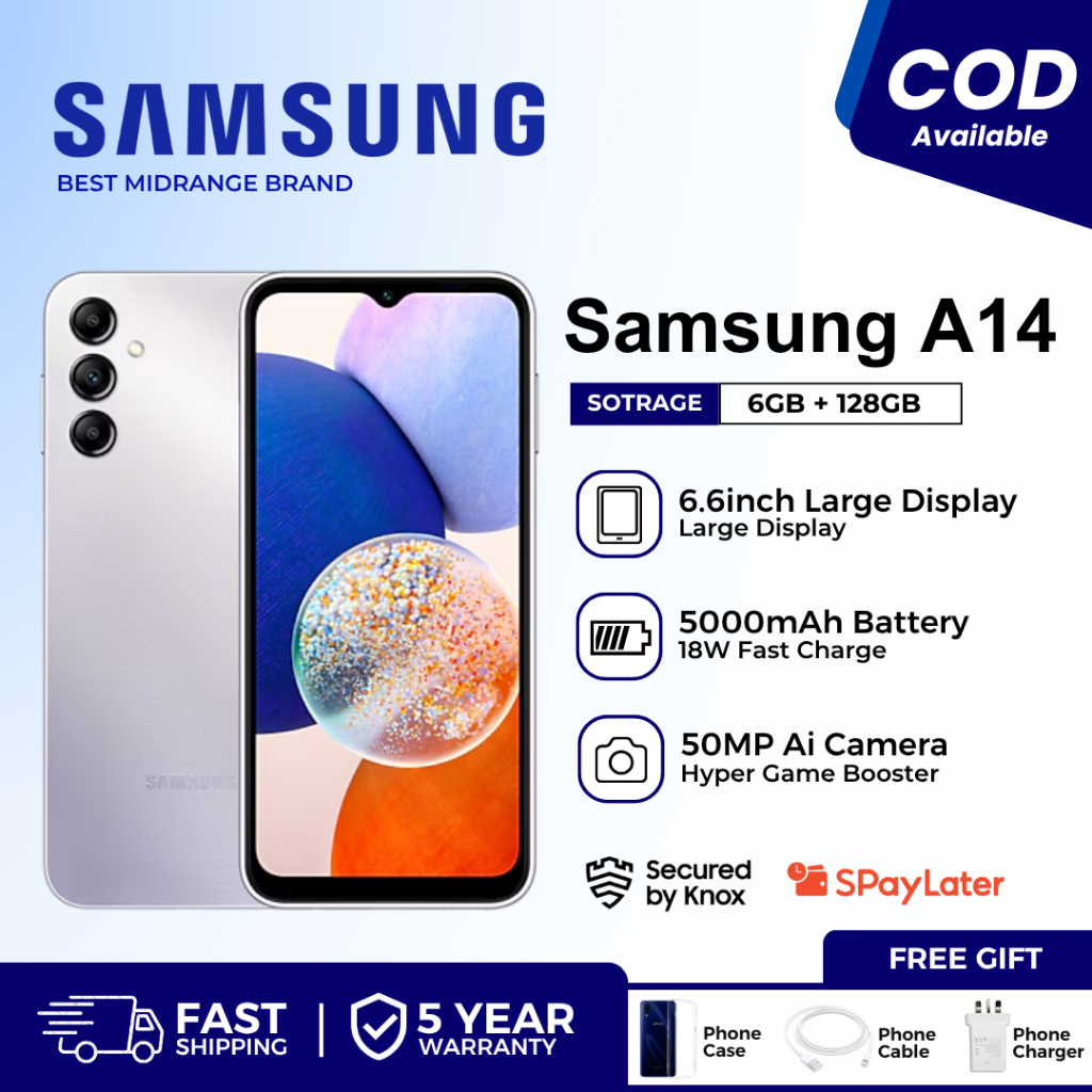 Samsung A14 LTE Smartphone 6GB + 128GB Storage | 6.7'' Display | 50MP Ai Camera | Samsung Knox Vault
