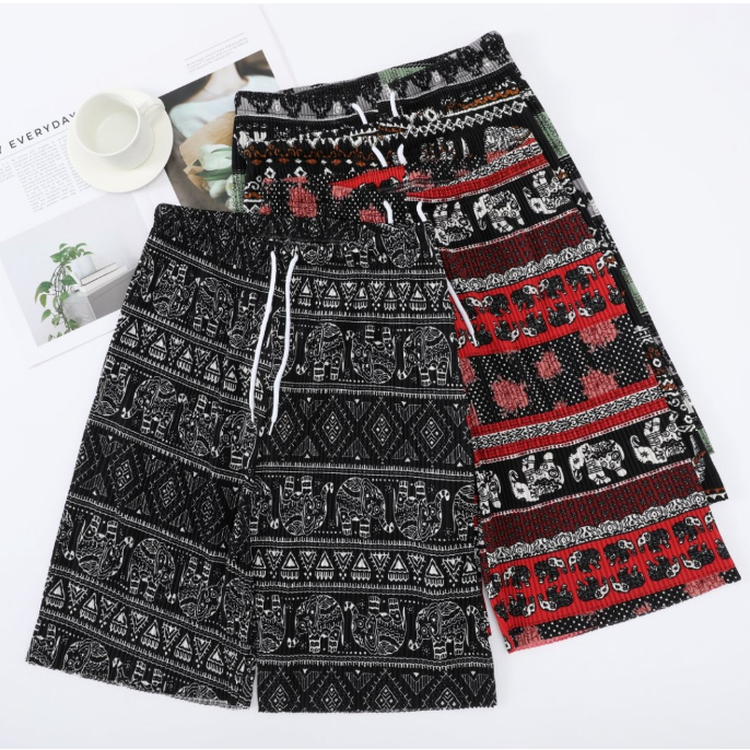 New craft loose and comfortable beach leisure elephant high waist shorts