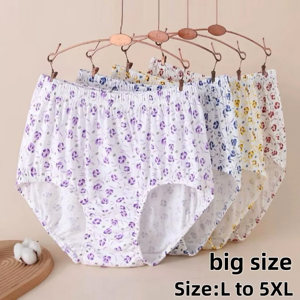 6PCS Plus Size Full Panty Underwear Breathable Cotton printing Style Panties Size 2XL to 5XL