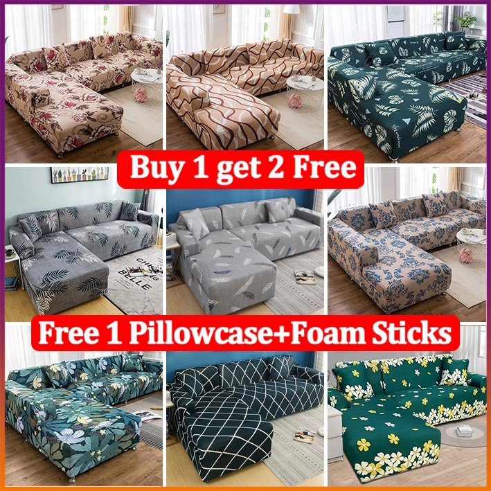 Universal Sofa Cover Set Armless Stretchable I Shape L Type Sala Set Cover 1/2/3 Seater