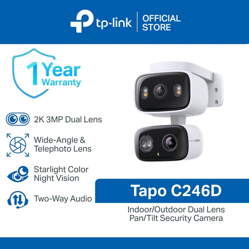 TP-Link | Tapo C246D | Security CCTV Camera | Indoor/Outdoor Dual Lens | Pet Camera | Baby Monitor