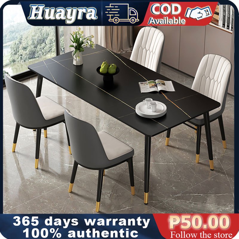(1 Set) Table and Chairs Combination 1 Table 4/6 Chairs Restaurant Home Type Dining Table - 120*60CM