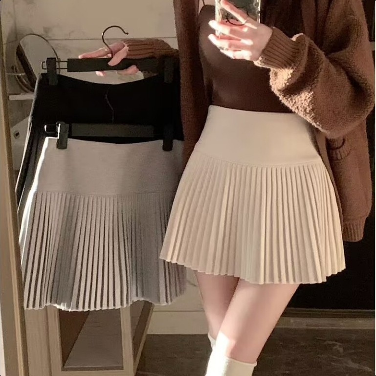 YURUMA Plus Size S-9XL Korean Mini Pleated Skirt For Women Sexy A-line Skirts With Zipper