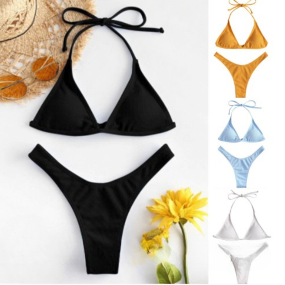 Basic Brazilian Bikini Swimwear Two Piece Swimsuit Beach Wear