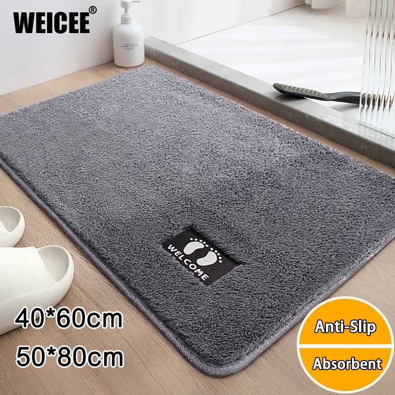 Doormat Anti-Slip Bathroom Mat Absorbent Furry Carpet 40*60cm/50*80cm Machine Washable Durable