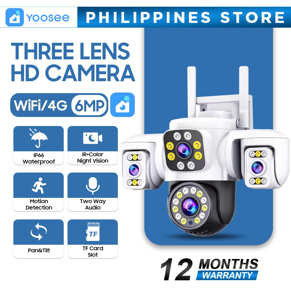 YOOSEE Y40 3 Lens CCTV Outdoor Camera 6MP WIFI/4G Security panorama Automatic Tracking Color Night