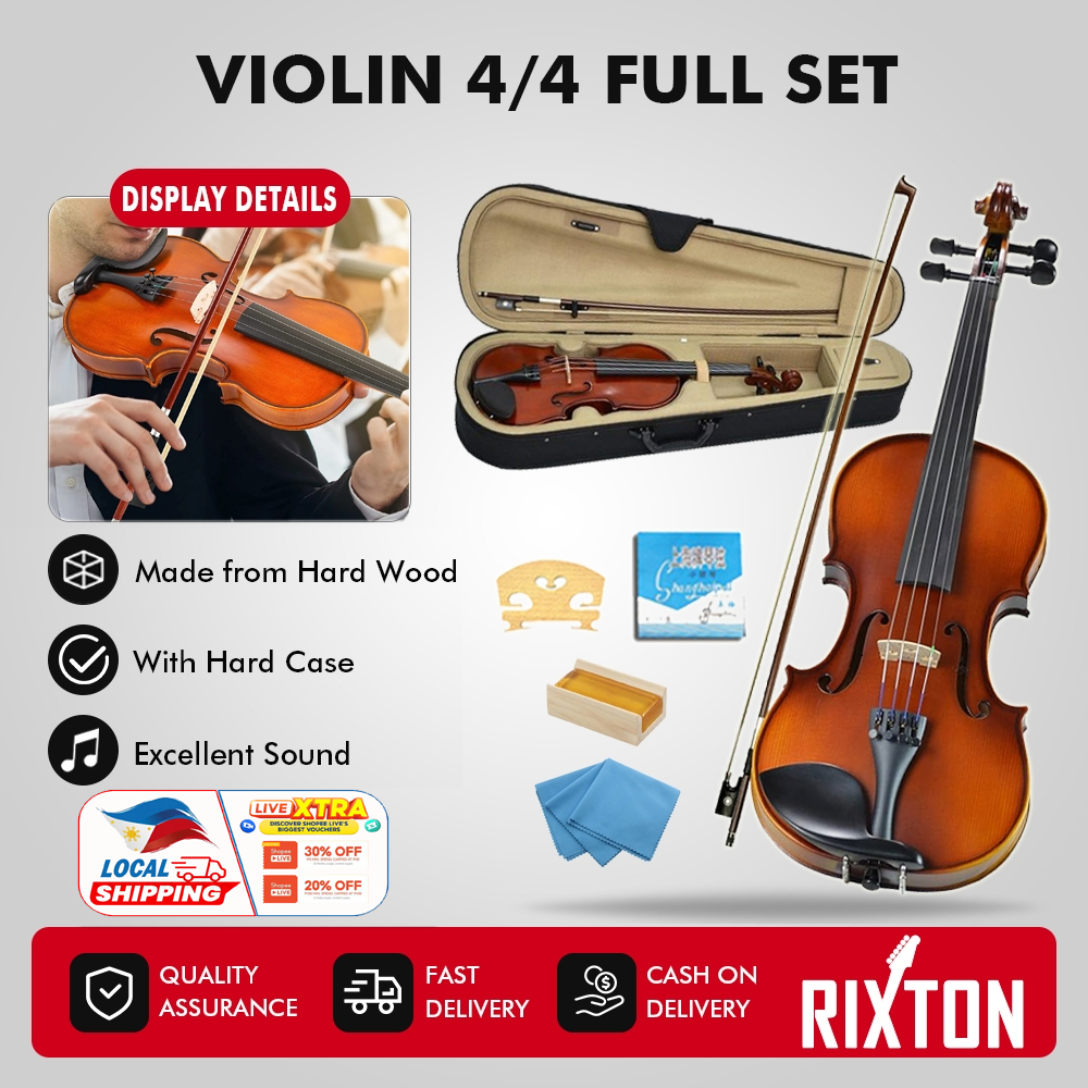 RIXTON Violin 4/4 Full Set Complete Set of Rosin Free Packaging Orchestral Instruments