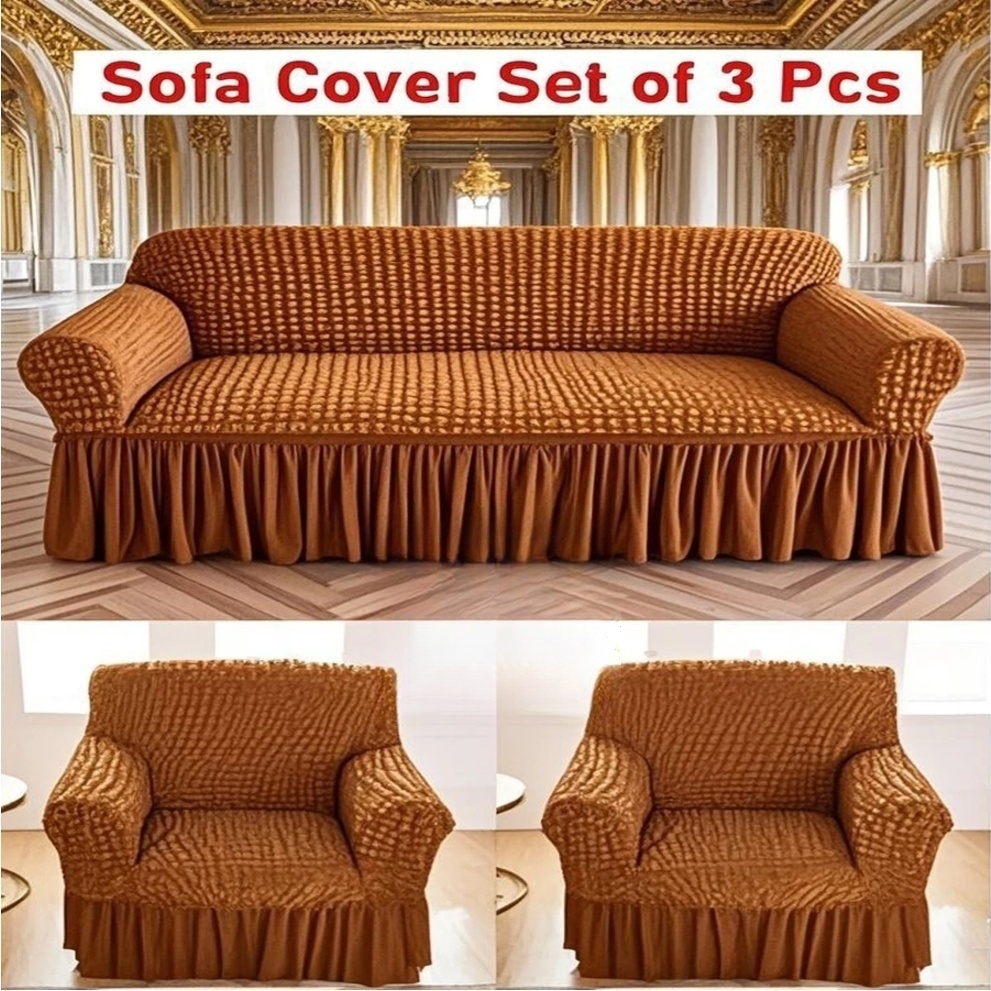 COD elastic sofa cover 3-in-1 foam gauze skirt sofa cover combination solid color all inclusive