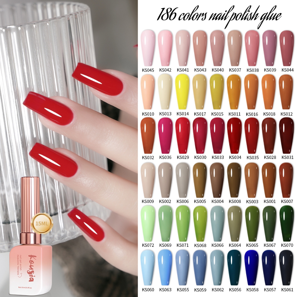 Kousia 15Ml Nail Gel Polish White UV Gel Red Glitter Multicolor Nail Color Polish Manicure Gel