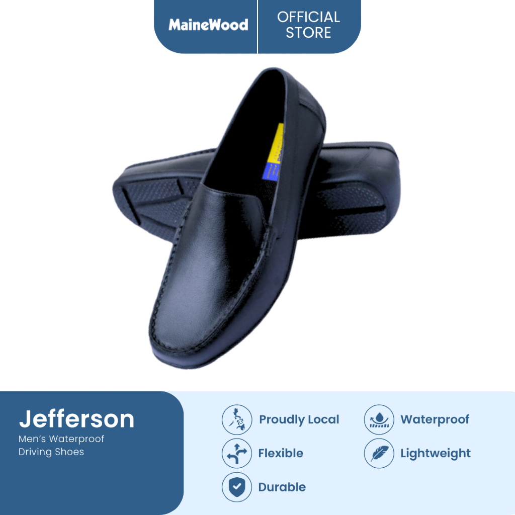 MaineWood Jefferson Mens Black Loafers Shoes Wide Fit School Shoes Office Shoes Made in Philippines