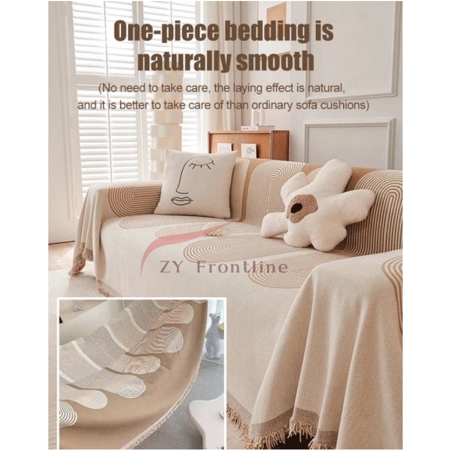 【 Hot 】Double sided Chenille sofa fabric seasonal universal fashion anti slip cover blanket or cover
