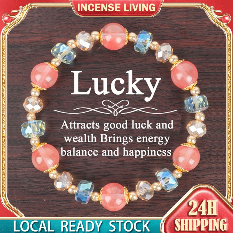 Lucky Crystal Bracelet for Women Lucky Charm Fashion Health Wealth Elastic Wristband Gift Jewelry