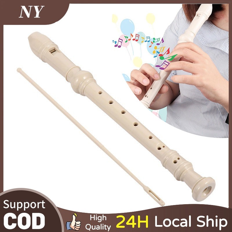 8 Hole Flute Recorder Fingering Soprano (Ivory-Look) Kids Flute Recorde Instrument With Cleaning Rod