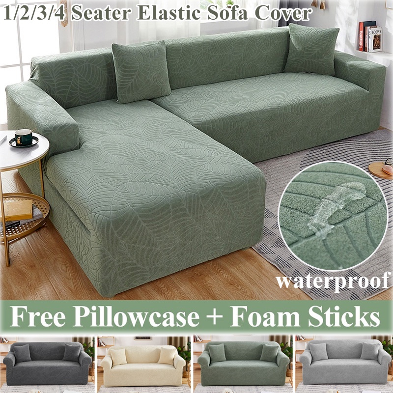 ✨Waterproof Thick Jacquard elastic universal sofa cover set stretchable 1 2 3 seater L shape sopacov
