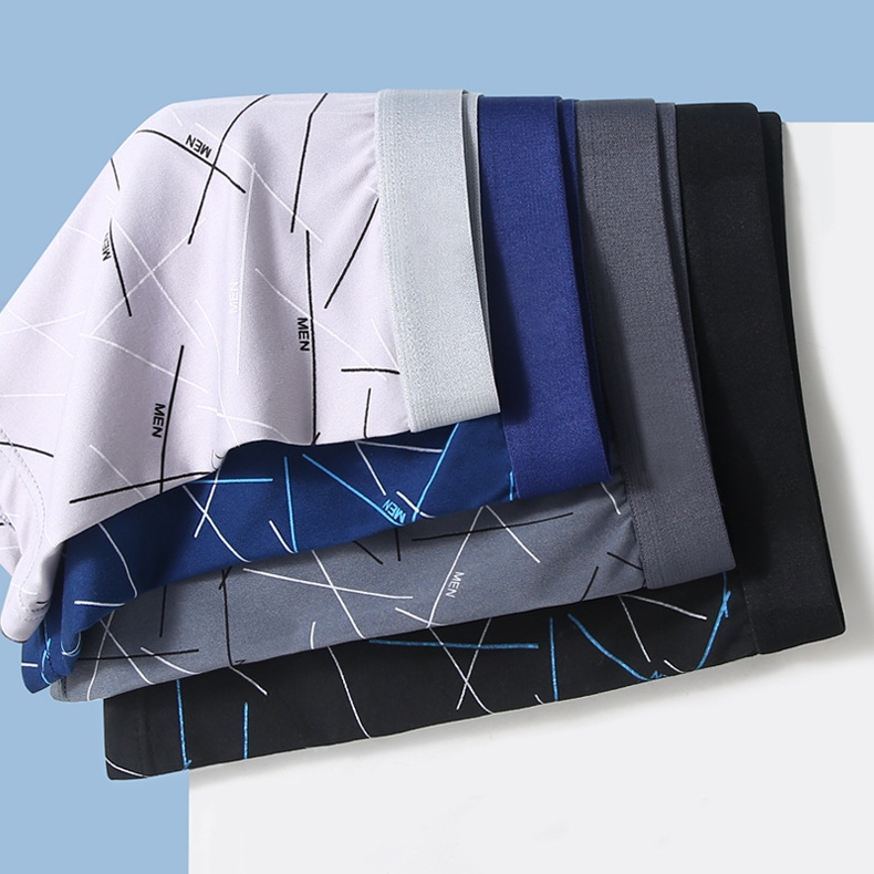 5-piece set of men's boxer briefs, pure cotton sterile lining, soft, breathable and quick-drying, bo