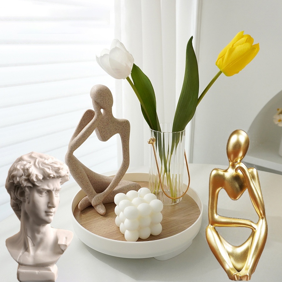 Nordic decoration Vanity Counter Tray Round Elegant Cosmetic Holder for Cosmetic Candle Art Piece