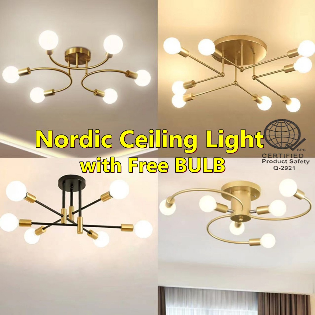 Nordic Chandelier ceiling Light bedroom living room chandelier LED lamp for Living Room Free Bulb