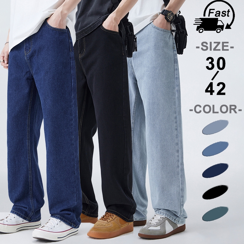 American Retro Jeans For Men Straight Cut Casual Comfortable Denim Baggy Pants OverSize SIZE 30-42