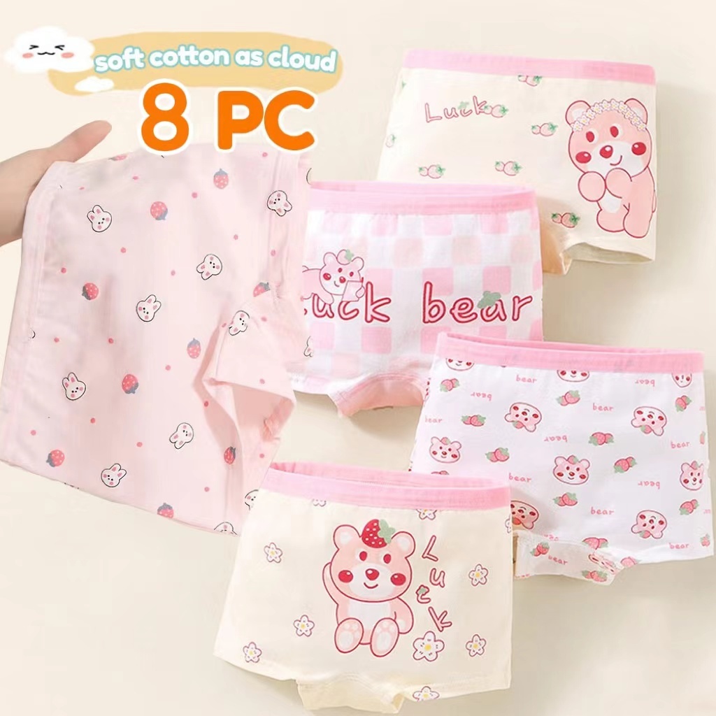 Cotton Panty Short for Kids Girls Boxer Panties Boyleg For Girls 1-10Y Cartoon Print Underpants