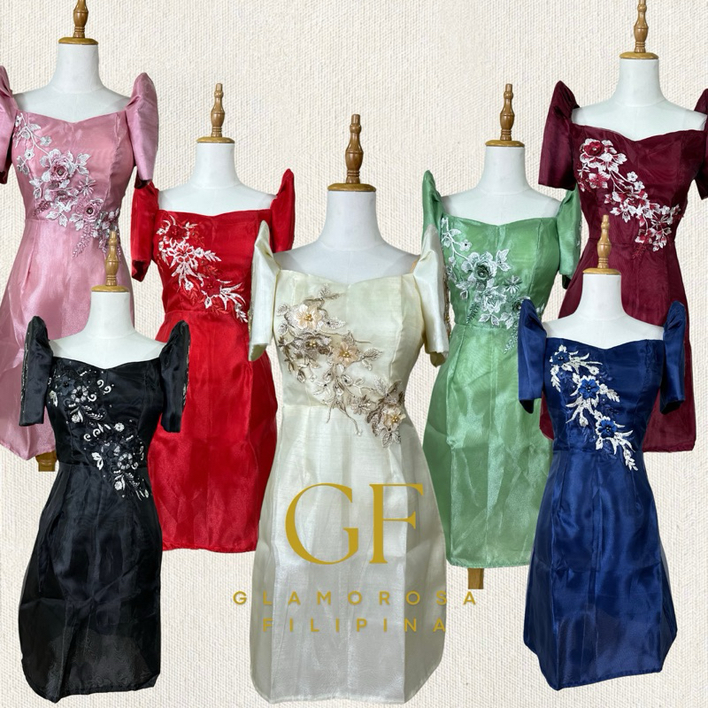 Modern Filipiniana Mestiza Sleeves Midi Dress | Glamorosa Filipina