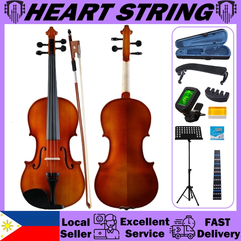 Heart String Violin Instrument Full Size Violin Set Wood Violin 4/4 3/4 1/2 1/4 1/8 Beginner Violin