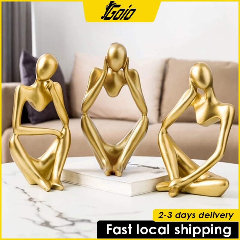 3pcThinker Sculpture Figurine Home Decor Statues Modern Bookcase Decor Artwork Decor DesktopOrnament