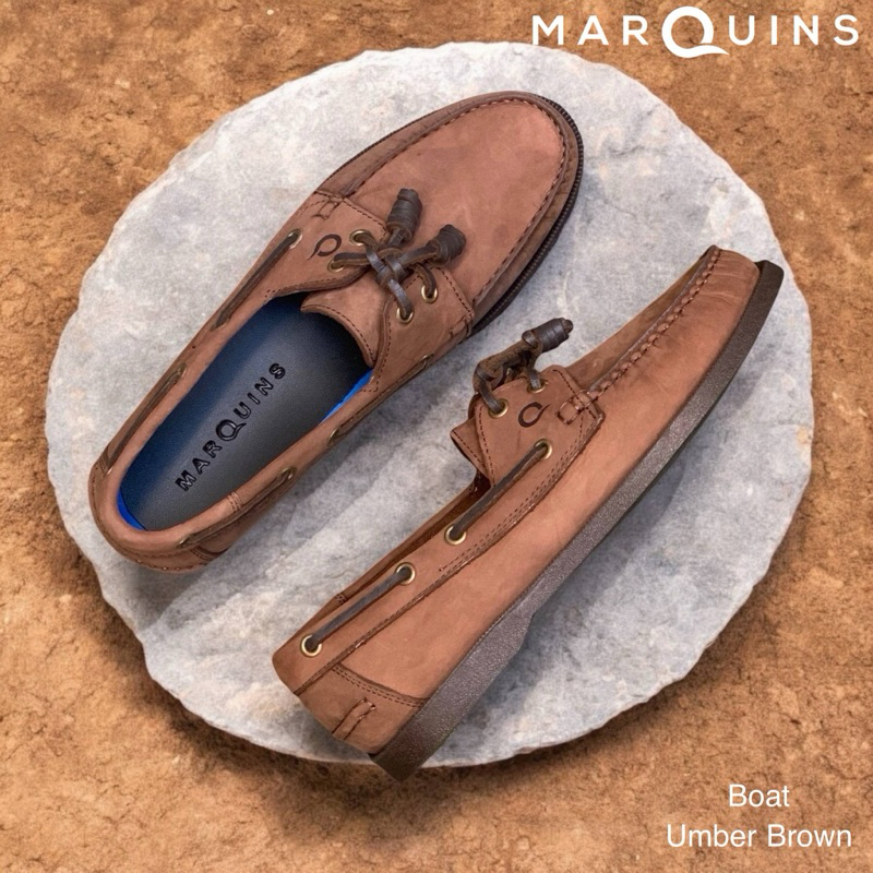 Marquins Genuine Leather Boat Shoes for MEN - Umber Brown (30 colors available)