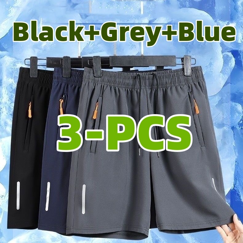 3PCS-with zipper pocket ice silk shorts fast furious shorts Plus Size sports beach shorts for men