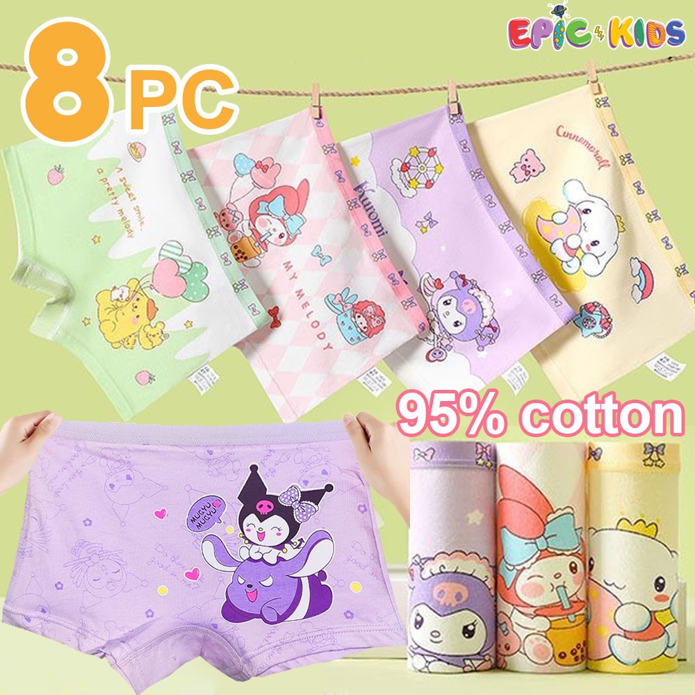 3-12Y Girls Cotton Boxer Panties Cartoon Print Boyleg Underpants for Baby Girls Panty Cycling Shorts