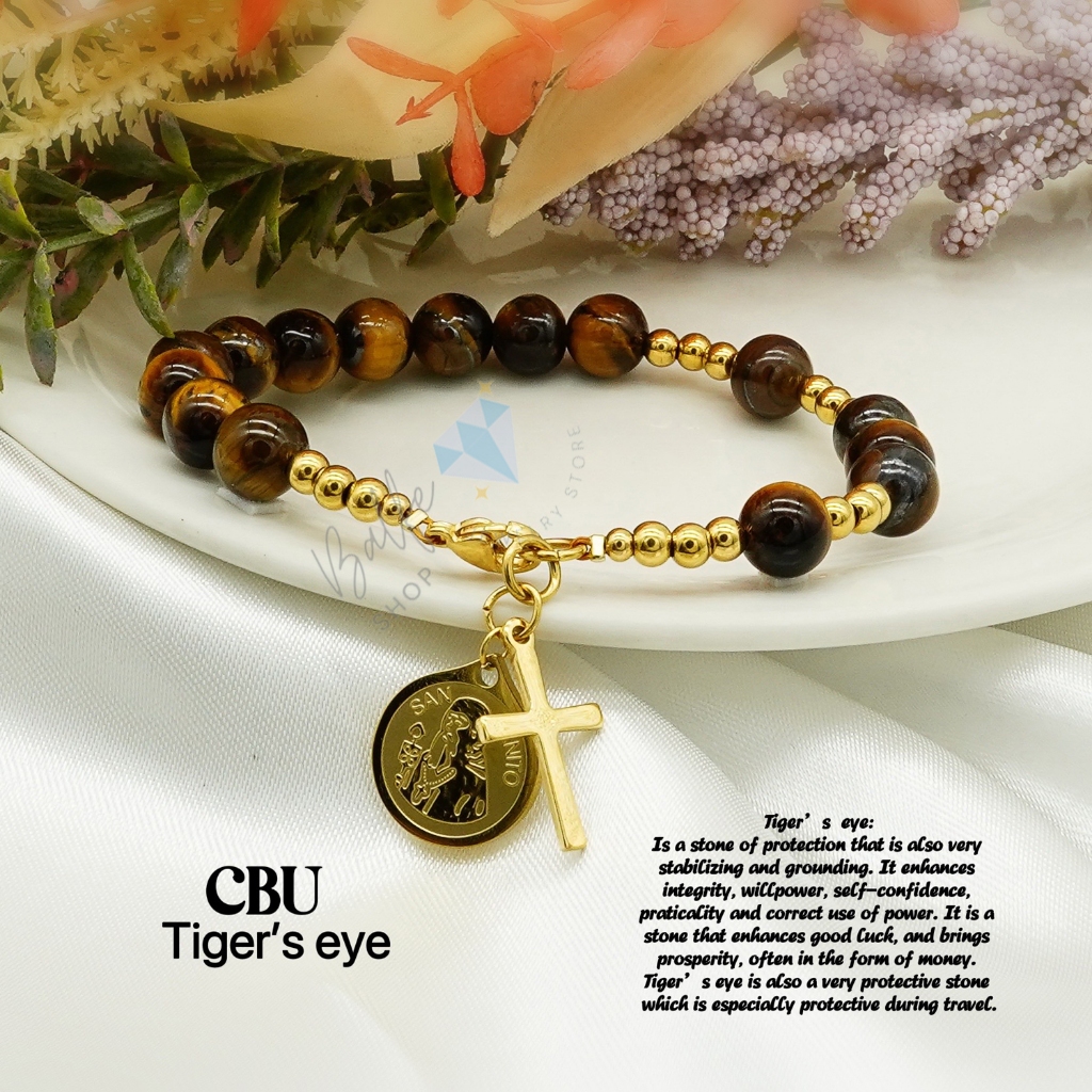 Balfe lucky charm gemstone Rosary bracelet for women w/pouch (CBU)