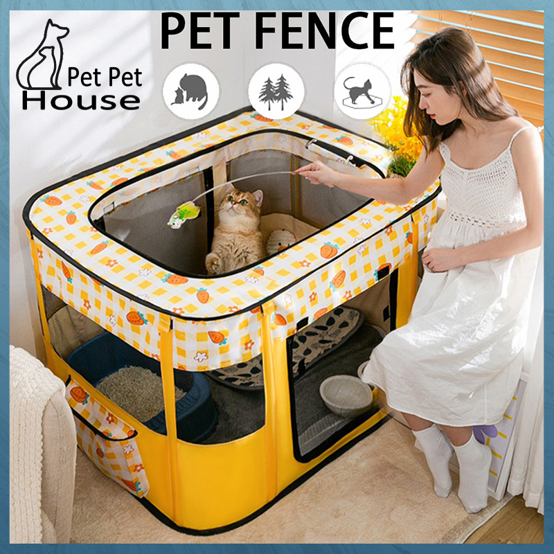 Cat Tent Dog House 110cm Folding Square Cage Puppy Pet Delivery Room Khemah Kucing Outdoor Travel Pl