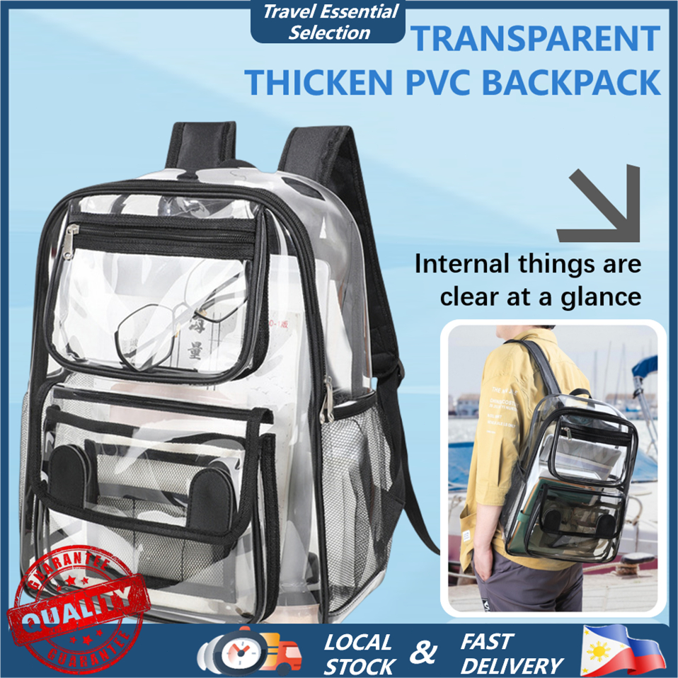 Large Capacity Transparent Backpack Waterproof Thicken PVC For Students Boys Girls Clear Laptop Bag