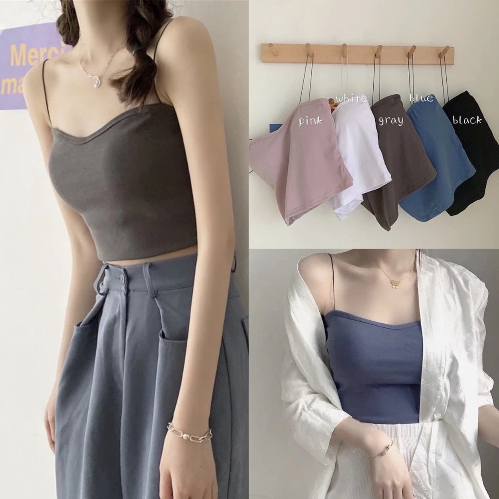 Ladies Sando Tube Sexy Back With Padded Bralette Spaghetti Sleeveless Crop Top Bra
