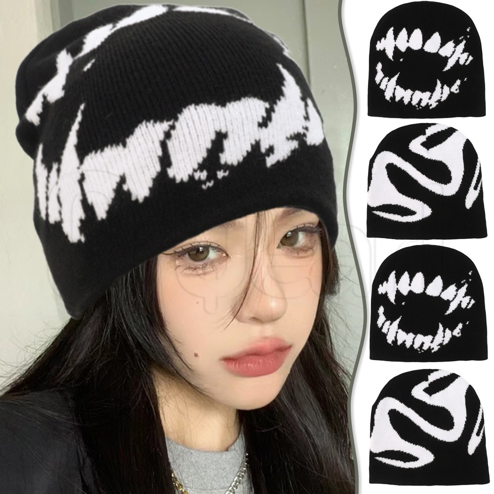 Korean Y2K Knitted Hat Knitted Bag Head Hip-hop Cap for Men Women Outdoor Warm Ear Protection Bonnet