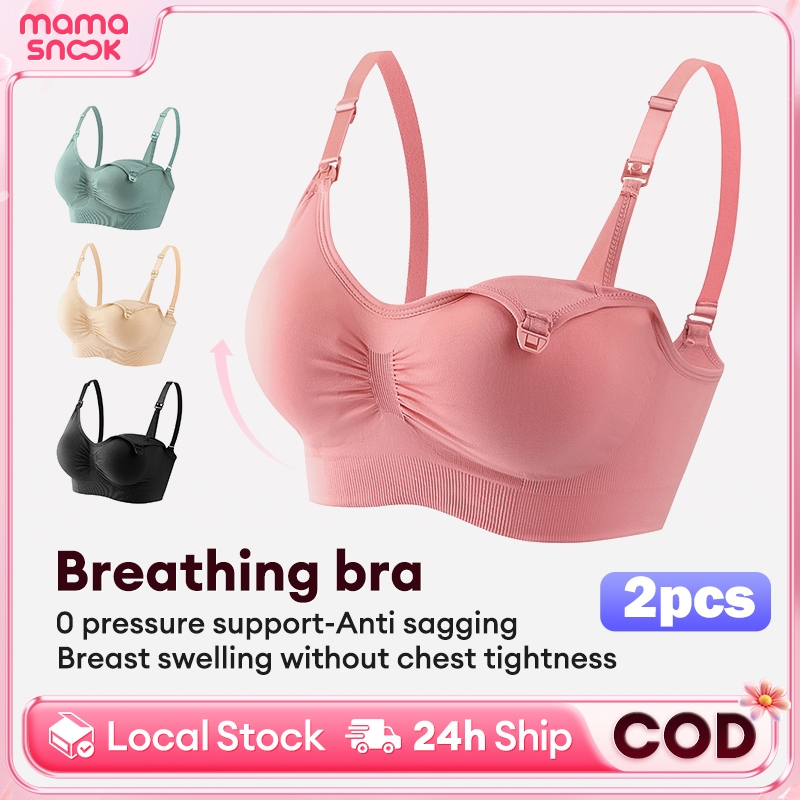 2PCS Nursing Bra for Breastfeeding Mom Breathable Maternity Bra Comfortable Underwear Plus-sizeM-3XL