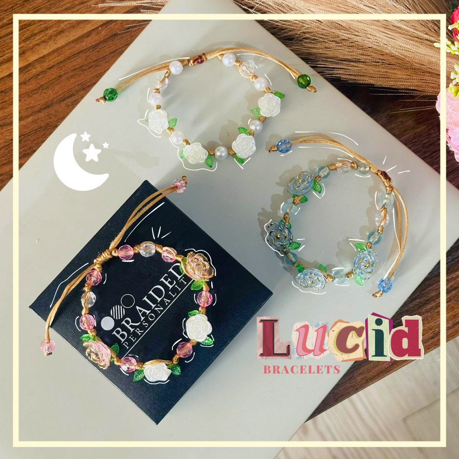 Braided Personality Lucid Inspired Bracelet Flower Beaded with Box