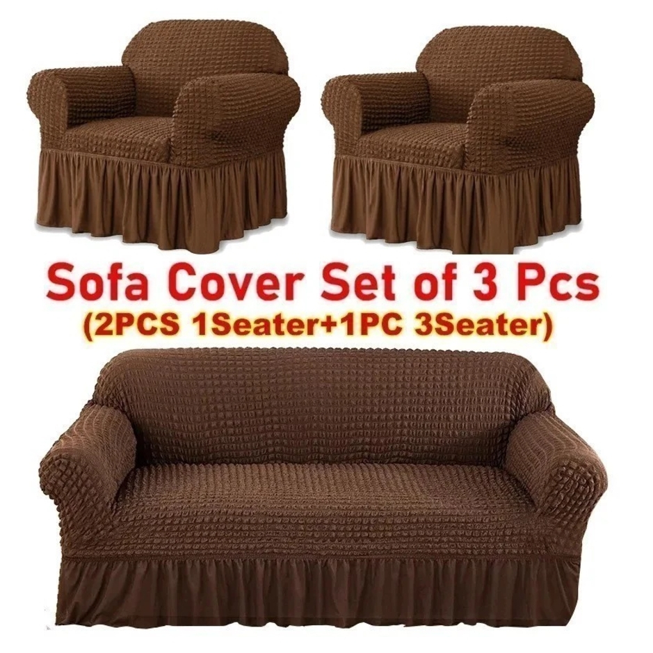 New three+one+one combination solid color full package elastic sofa cover three in one foam yarn ski