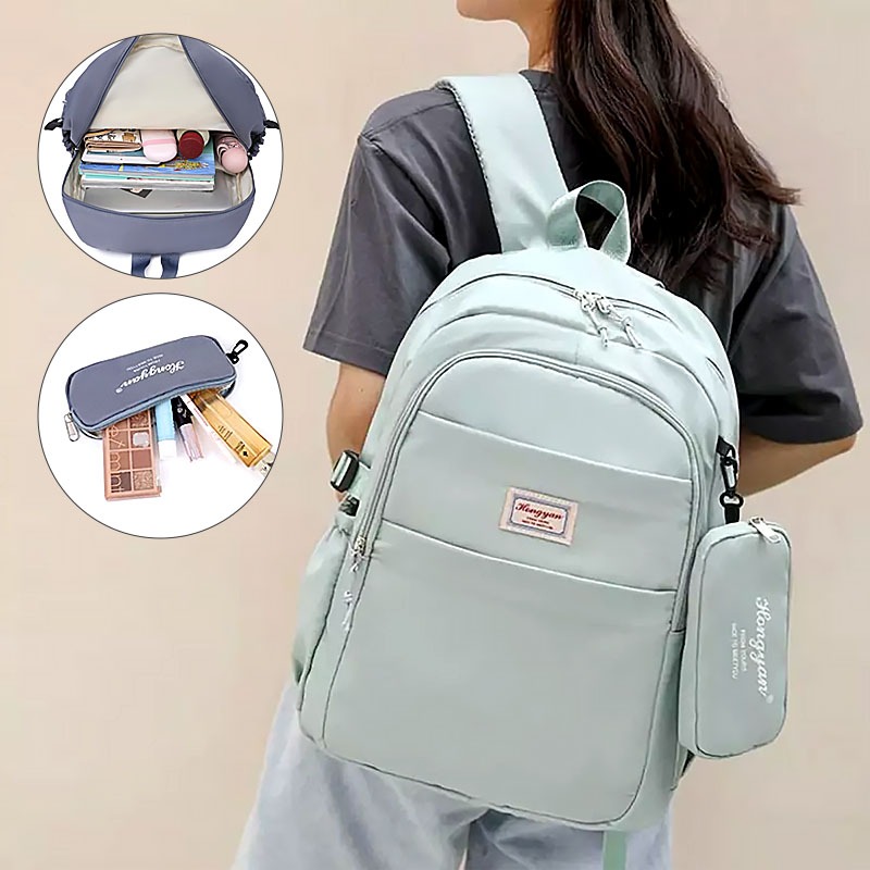 UISN #929 Trendy Student Backpack Set Lightweight Large-Capacity School Bag with Pencil Case