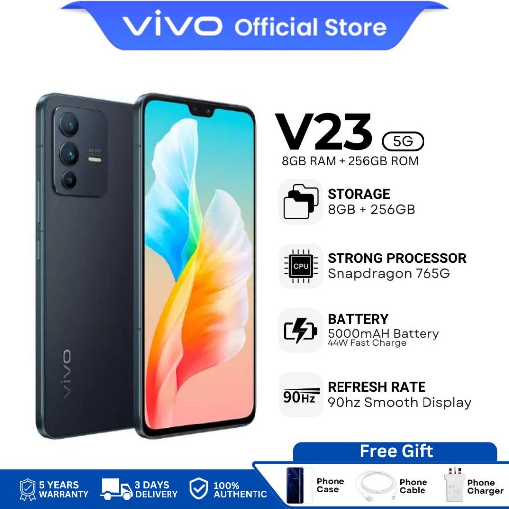 V23 Smartphone 8GB RAM + 256GB ROM l 50MP AF Dual Selfie l Dual-Tone Spotlight