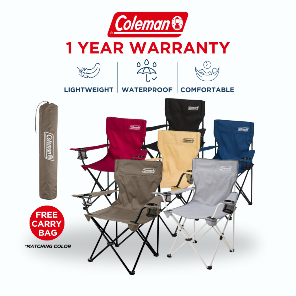 Coleman Foldable and Lightweight Quad-Style Arm Chair with Arm Rest (Camping Portable Folding Chair)